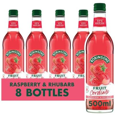 Robinsons Fruit Cordials Raspberry, Rhubarb & Orange 500ml 8 Pack Robinsons Fruit Cordials Raspberry, Rhubarb & Orange 500ml 8 Pack