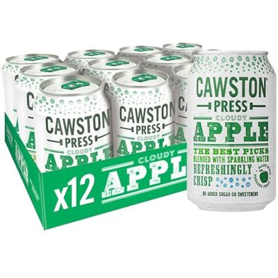 Cawston Press Sparkling Cloudy Apple Fizzy Drink Blended With Sparkling Water and Pressed Apple (330ml x 12 cans) Gluten Free Vegan No Added Sugar Cawston Press Sparkling Cloudy Apple Fizzy Drink Blended With Sparkling Water and Pressed Apple (330ml x 12 cans) Gluten Free Vegan No Added Sugar