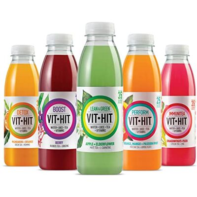 VIT HIT Vithit Vitamin Drink Variety Pack 3 Lean & Green, 3 Detox, 2 Immunitea, 2 Perform, 2 Boost Vegan, Low Sugar, Low Calories, Vitamin Soft Drink 100% RDA of 8 Vitamins (500ml x 12 Bottles) VIT HIT Vithit Vitamin Drink Variety Pack 3 Lean & Green, 3 Detox, 2 Immunitea, 2 Perform, 2 Boost Vegan, Low Sugar, Low Calories, Vitamin Soft Drink 100% RDA of 8 Vitamins (500ml x 12 Bottles)