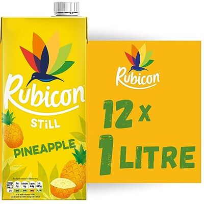 Rubicon Still Pineapple Fruit Juice Drink, 1L Carton Sweet tropical pineapple soft drink made with natural fruit juice. Rubicon Still Pineapple Fruit Juice Drink, 1L Carton Sweet tropical pineapple soft drink made with natural fruit juice.
