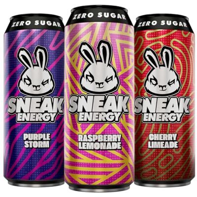 SNEAK Energy Cherry Limeade, Purple Storm & Raspberry Lemonade No Sugar. No Junk. Just Natural Caffeine & Focus-Boosting Nootropics 500ml x 12 SNEAK Energy Cherry Limeade, Purple Storm & Raspberry Lemonade No Sugar. No Junk. Just Natural Caffeine & Focus-Boosting Nootropics 500ml x 12