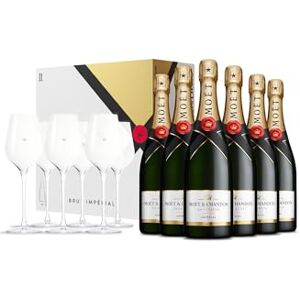 Moët & Chandon Impérial Brut Champagne 6x75cl, Signature Lehmann Flutes 6x25cl Gift Set Moët & Chandon Impérial Brut Champagne 6x75cl, Signature Lehmann Flutes 6x25cl Gift Set