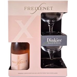 Blue Tree Freixenet Cordon Rosado Cava 200ml, 11.5% ABV with 2 x Dinkies Mini Champagne Saucers. Gift for her for Birthday or Christmas. By Gifts. Blue Tree Freixenet Cordon Rosado Cava 200ml, 11.5% ABV with 2 x Dinkies Mini Champagne Saucers. Gift for her for Birthday or Christmas. By Gifts.