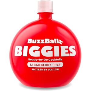 BuzzBallz BIGGIES Strawberry Rita, Ready to Drink Margarita, 13.5% ABV, 1.75L, Pre Mixed Cocktail Made from Vodka with Strawberry, Citrusy, Sweet and Fruity Notes, with Natural Flavours BuzzBallz BIGGIES Strawberry Rita, Ready to Drink Margarita, 13.5% ABV, 1.75L, Pre Mixed Cocktail Made from Vodka with Strawberry, Citrusy, Sweet and Fruity Notes, with Natural Flavours