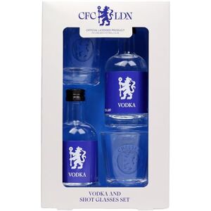 Blue Tree Chelsea F.C. Vodka & Shot Glass Gift Box – 2 x 5cl Miniatures and 2 Branded Glasses – Suitable Gift for Football Fans by Gifts Blue Tree Chelsea F.C. Vodka & Shot Glass Gift Box – 2 x 5cl Miniatures and 2 Branded Glasses – Suitable Gift for Football Fans by Gifts