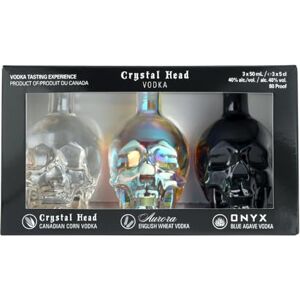 Crystal Head Vodka Tasting Experience 3x5 cl, 40% ABV – Made from Canadian Corn, English Wheat, & Blue Weber Agave Award-Winning Premium Vodka, Clear, Iridescent and Black Skull Shaped Mini Bottles Crystal Head Vodka Tasting Experience 3x5 cl, 40% ABV – Made from Canadian Corn, English Wheat, & Blue Weber Agave Award-Winning Premium Vodka, Clear, Iridescent and Black Skull Shaped Mini Bottles