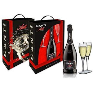 Canti ASTI D.O.C.G. Millesimato, Spumante White Sparkling Wine, Moscato d'Asti 7%, Gift Pack with Two Glasses, Italian Grape Variety from Piemonte, Fruity and Aromatic Taste, 1x750 ml Canti ASTI D.O.C.G. Millesimato, Spumante White Sparkling Wine, Moscato d'Asti 7%, Gift Pack with Two Glasses, Italian Grape Variety from Piemonte, Fruity and Aromatic Taste, 1x750 ml