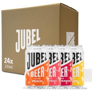 Jubel Mixed Case (6 Peach, 6 Blood Orange, 6 Grapefruit, 6 Lemon) Award Winning Gluten Free Beer Vegan, Low Calorie & Low Sugar Dangerously Refreshing Fruit Lager 4% ABV Jubel Mixed Case (6 Peach, 6 Blood Orange, 6 Grapefruit, 6 Lemon) Award Winning Gluten Free Beer Vegan, Low Calorie & Low Sugar Dangerously Refreshing Fruit Lager 4% ABV