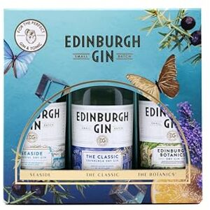 Edinburgh Gin London Dry Gift Pack 3 x 5cl 43% ABV The Classic, Seaside and Botanics Gin Collection Beautifully Presented Tasting Pack of London Drys Perfect for Gifting Edinburgh Gin London Dry Gift Pack 3 x 5cl 43% ABV The Classic, Seaside and Botanics Gin Collection Beautifully Presented Tasting Pack of London Drys Perfect for Gifting