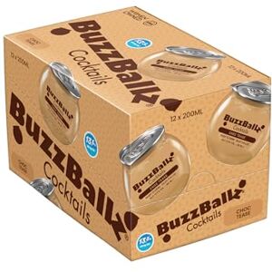 BuzzBallz COCKTAILS: Choc Tease 200 ml 13.5 Percent Alcohol Premixed Chocolate Flavored Cocktail (Pack of 12) Ready To Drink Made from Vodka, Real Cream & Chocolate BuzzBallz COCKTAILS: Choc Tease 200 ml 13.5 Percent Alcohol Premixed Chocolate Flavored Cocktail (Pack of 12) Ready To Drink Made from Vodka, Real Cream & Chocolate