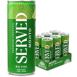 SERVED Mojito Cocktail, 8% ABV, Premium Bar Quality Cocktails, Pre-Mixed & Ready To Drink, 6 x 250ml Cans SERVED Mojito Cocktail, 8% ABV, Premium Bar Quality Cocktails, Pre-Mixed & Ready To Drink, 6 x 250ml Cans