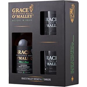 Grace O'Malley Grace O’Malley Blended Irish Whiskey, 40% ABV, 70cl and Two Branded Whiskey Tumblers Gift Pack Grace O'Malley Grace O’Malley Blended Irish Whiskey, 40% ABV, 70cl and Two Branded Whiskey Tumblers Gift Pack