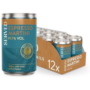 SERVED Espresso Martini Cocktails, 14.9% ABV, Premium Quality, Bar Strength, Pre-Mixed & Ready To Drink, 12 x 125ml Cans SERVED Espresso Martini Cocktails, 14.9% ABV, Premium Quality, Bar Strength, Pre-Mixed & Ready To Drink, 12 x 125ml Cans