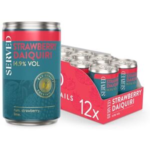 SERVED Strawberry Daiquiri Cocktails, 14.9% ABV, Premium Quality, Bar Strength, Pre-Mixed & Ready To Drink, 12 x 125ml Cans SERVED Strawberry Daiquiri Cocktails, 14.9% ABV, Premium Quality, Bar Strength, Pre-Mixed & Ready To Drink, 12 x 125ml Cans