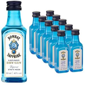 Sapphire London Dry Gin Miniatures, 40% vol., 5 cl / 50 ml (Pack of 10), 100% Vapour Infused Spirit with 10 Hand-Selected Botanicals Sapphire London Dry Gin Miniatures, 40% vol., 5 cl / 50 ml (Pack of 10), 100% Vapour Infused Spirit with 10 Hand-Selected Botanicals