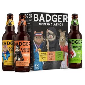 Badger Beers Modern Classics Mixed Beer Multipack (4-4.5% ABV) Golden Ale, Amber Ale & Pale Ale Ale gift set of 6 x 500ml beer bottles Badger Beers Modern Classics Mixed Beer Multipack (4-4.5% ABV) Golden Ale, Amber Ale & Pale Ale Ale gift set of 6 x 500ml beer bottles