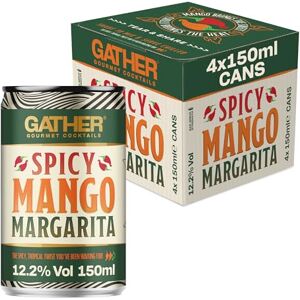 Gather Cocktails GATHER Spicy Mango Margarita 4x150ml Canned Cocktails Alphonso Mangoes, Spicy Habenero Chillies, Tequila 12.2% ABV Vegan and Allergen Free Cockatil Pack Gather Cocktails GATHER Spicy Mango Margarita 4x150ml Canned Cocktails Alphonso Mangoes, Spicy Habenero Chillies, Tequila 12.2% ABV Vegan and Allergen Free Cockatil Pack