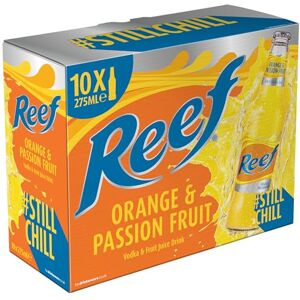 Reef Drink Still Alcopop 10 x 275ml Bottles 3.4% ABV Orange & Passion Fruit Vodka And Fruit Juice Drink Ready To Drink Fridge Pack Reef Drink Still Alcopop 10 x 275ml Bottles 3.4% ABV Orange & Passion Fruit Vodka And Fruit Juice Drink Ready To Drink Fridge Pack