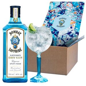 Sapphire London Dry Gin Gift Box with Copa Gin Glass, 40% vol., 70 cl / 700 ml, 100% Vapour Infused Spirit with 10 Hand-Selected Botanicals Sapphire London Dry Gin Gift Box with Copa Gin Glass, 40% vol., 70 cl / 700 ml, 100% Vapour Infused Spirit with 10 Hand-Selected Botanicals