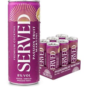 SERVED Passion Fruit Martini Cocktail, 8% ABV, Premium Bar Quality Cocktails, Pre-Mixed & Ready To Drink, 6 x 250ml Cans SERVED Passion Fruit Martini Cocktail, 8% ABV, Premium Bar Quality Cocktails, Pre-Mixed & Ready To Drink, 6 x 250ml Cans