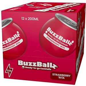 BuzzBallz Strawberry Rita, Ready to Drink Margarita, 13.5% ABV, 12x200ml, Pre Mixed Cocktail Made from Vodka with Strawberry, Citrusy, Sweet and Fruity Notes, with Natural Flavours, Gift Idea BuzzBallz Strawberry Rita, Ready to Drink Margarita, 13.5% ABV, 12x200ml, Pre Mixed Cocktail Made from Vodka with Strawberry, Citrusy, Sweet and Fruity Notes, with Natural Flavours, Gift Idea