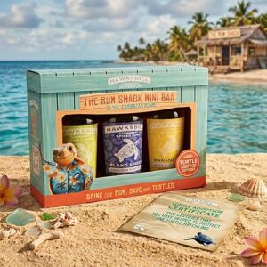 Blue Tree Hawksbill Rum Shack Mini Bar, including three 5cl bottles of Caribbean Rum and a Turtle Adoption Certificate. Blue Tree Hawksbill Rum Shack Mini Bar, including three 5cl bottles of Caribbean Rum and a Turtle Adoption Certificate.