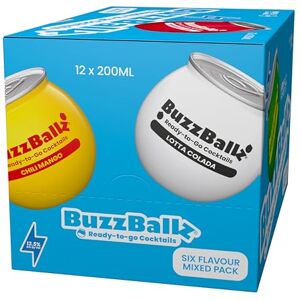 BuzzBallz Cocktails – Mixed Case (13.5% ABV) Pre-Mixed Cocktails (12 x 200ml) Ready To Drink – 2 each of Tequila ‘Rita, Strawberry ‘Rita, Chili Mango, Lotta Colada, Choc Tease & Espresso Martini BuzzBallz Cocktails – Mixed Case (13.5% ABV) Pre-Mixed Cocktails (12 x 200ml) Ready To Drink – 2 each of Tequila ‘Rita, Strawberry ‘Rita, Chili Mango, Lotta Colada, Choc Tease & Espresso Martini