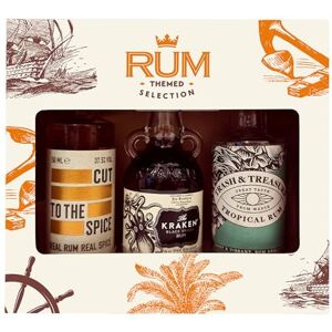 Blue Tree A Selection of Spiced and Flavoured Rums, including 3 x 5cl bottles. Cut Spiced Rum, Kraken and Trash & Treasure Tropical Rum Miniature. Perfect for Rum Lovers, by Gifts Blue Tree A Selection of Spiced and Flavoured Rums, including 3 x 5cl bottles. Cut Spiced Rum, Kraken and Trash & Treasure Tropical Rum Miniature. Perfect for Rum Lovers, by Gifts