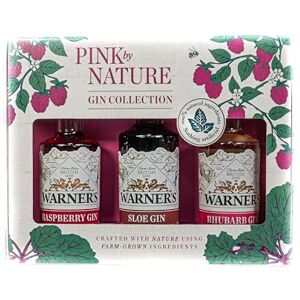 Warner's Distillery Warner's Pink by Nature Gin Gift Set 3x 5cl Mini Bottles of Natural Berry-Flavoured Floral Alcohol Drinks: Sloe (30% ABV), Raspberry (40% ABV), Rhubarb (40% ABV) Warner's Distillery Warner's Pink by Nature Gin Gift Set 3x 5cl Mini Bottles of Natural Berry-Flavoured Floral Alcohol Drinks: Sloe (30% ABV), Raspberry (40% ABV), Rhubarb (40% ABV)