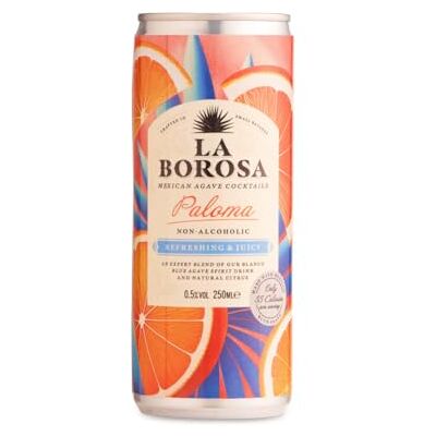 La Borosa Paloma Cocktails Ready-to-Serve Non-Alcoholic Tequila Alternative, 12 x 250ml (12 pack) La Borosa Paloma Cocktails Ready-to-Serve Non-Alcoholic Tequila Alternative, 12 x 250ml (12 pack)