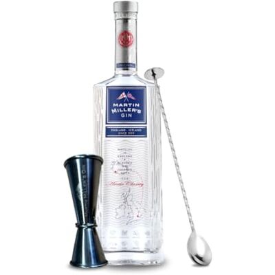 Martin Millers Original Gin 70cl Home Bar Bundle includes Jigger and Bar Spoon (not giftboxed) Super Premium Gin Icelandic Water, Distilled in England 40% ABV Martin Millers Original Gin 70cl Home Bar Bundle includes Jigger and Bar Spoon (not giftboxed) Super Premium Gin Icelandic Water, Distilled in England 40% ABV