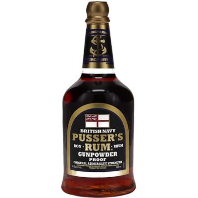 Pusser's Rum , Black Label Gunpowder Rum, 70 cl, 54.5 % ABV, Original Royal Navy Blend, produced at original Admiralty Strength, Great Father's Day Gift Pusser's Rum , Black Label Gunpowder Rum, 70 cl, 54.5 % ABV, Original Royal Navy Blend, produced at original Admiralty Strength, Great Father's Day Gift