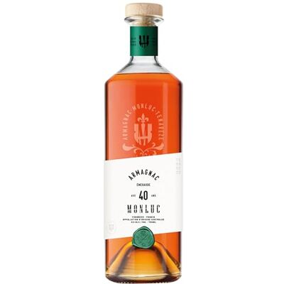 MONLUC Armagnac “Emerald Anniversary” 40-Year-Old – Rare Grand Cru Ugni Blanc & Baco Blend – Raisin, Citrus & Rancio Depth – 43 % ABV MONLUC Armagnac “Emerald Anniversary” 40-Year-Old – Rare Grand Cru Ugni Blanc & Baco Blend – Raisin, Citrus & Rancio Depth – 43 % ABV