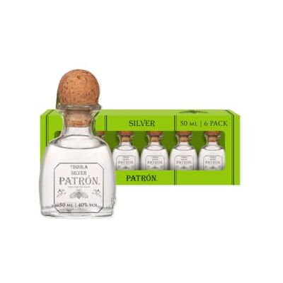 Patrón Silver Premium Tequila, 40% ABV, 6 x 5 cl / 50 ml, Made from the Finest 100% Weber Blue Agave, Handcrafted in Small Batches in Mexico Patrón Silver Premium Tequila, 40% ABV, 6 x 5 cl / 50 ml, Made from the Finest 100% Weber Blue Agave, Handcrafted in Small Batches in Mexico
