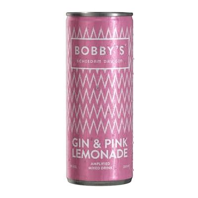 Bobby's Gin & Pink Lemonade Ready to Drink Cans 12 x 250ml Dutch Gin with Indonesian Botanicals Premium Pre-Mixed RTD 9% ABV Bobby's Gin & Pink Lemonade Ready to Drink Cans 12 x 250ml Dutch Gin with Indonesian Botanicals Premium Pre-Mixed RTD 9% ABV