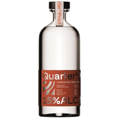 Quarter Proof Gin 70cl Light London Dry Spirit 15% Vol Low Calorie, Vegan, Sugar Free, Mid Strength Low Alcohol Gin Distilled in the UK Quarter Proof Gin 70cl Light London Dry Spirit 15% Vol Low Calorie, Vegan, Sugar Free, Mid Strength Low Alcohol Gin Distilled in the UK