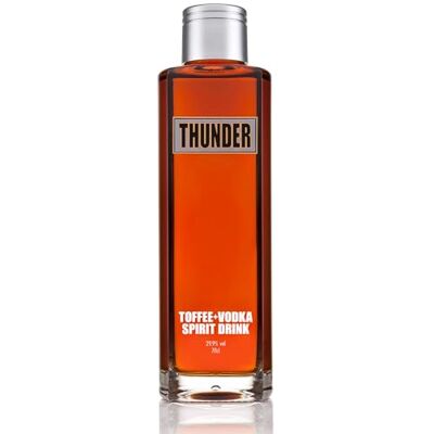 THUNDER Toffee Vodka 5 x Distilled Flavoured Vodka Mixed with Toffee Premium Vodka Made from All Natural Ingredients 29.9% ABV 70cl Bottle THUNDER Toffee Vodka 5 x Distilled Flavoured Vodka Mixed with Toffee Premium Vodka Made from All Natural Ingredients 29.9% ABV 70cl Bottle