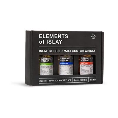 Elixir Distillers Elements Of Islay Blended Malt Whisky Trio Giftpack 3 x 50ml Cask Edit (46 percent), Bourbon Cask (54.5 percent) & Sherry Cask (54.5 percent) Perfect for Gifting Elixir Distillers Elements Of Islay Blended Malt Whisky Trio Giftpack 3 x 50ml Cask Edit (46 percent), Bourbon Cask (54.5 percent) & Sherry Cask (54.5 percent) Perfect for Gifting