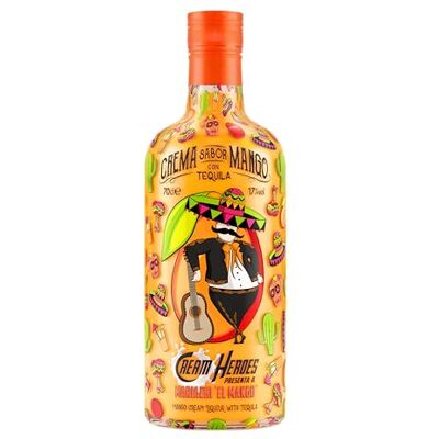 CREAM HEROES Mango Fruit Tequila Cream Liqueur 70cl, 17% ABV Mexican Cream Liqueur with Real Tequila, Mariachi el CREAM HEROES Mango Fruit Tequila Cream Liqueur 70cl, 17% ABV Mexican Cream Liqueur with Real Tequila, Mariachi el