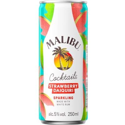 Malibu Strawberry Daiquiri Cans Pre-Mixed Ready to Drink Rum Cocktail Fruity Summer Drink Case of 12 x 250ml Malibu Strawberry Daiquiri Cans Pre-Mixed Ready to Drink Rum Cocktail Fruity Summer Drink Case of 12 x 250ml