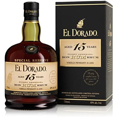 El Dorado 15 Year Old Special Reserve Rum, 70 cl Aged for 15 Years Flavours of Tropical Fruit and Spice Perfect for Sipping El Dorado 15 Year Old Special Reserve Rum, 70 cl Aged for 15 Years Flavours of Tropical Fruit and Spice Perfect for Sipping