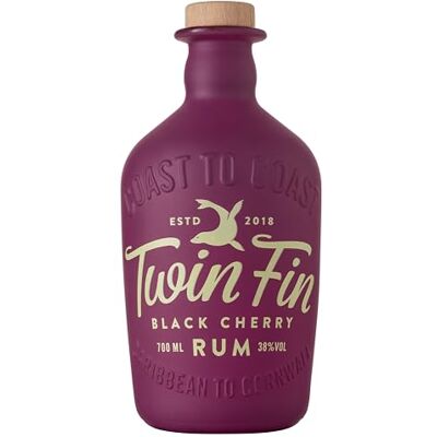 TWIN FIN Black Cherry Rum Caribbean Rum Blended in Cornwall Cherry Notes & Decadent Almond Pair with Cola Summer Cocktails 38% vol 70cl TWIN FIN Black Cherry Rum Caribbean Rum Blended in Cornwall Cherry Notes & Decadent Almond Pair with Cola Summer Cocktails 38% vol 70cl