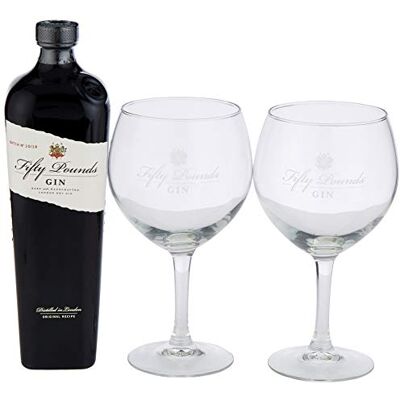 FIFTY POUNDS Gin Glass Gift Set, 70 cl FIFTY POUNDS Gin Glass Gift Set, 70 cl
