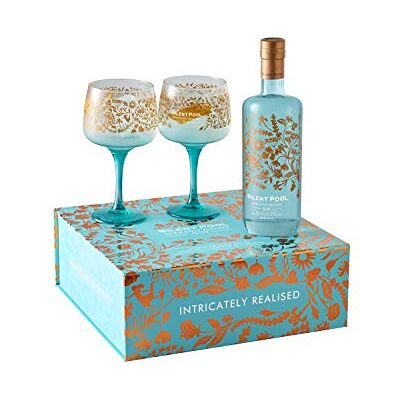 Silent Pool Ultra Premium London Dry Gin Gift Box With 2 Copa Glasses Award-Winning Layered, Fragrant, Balanced To Enjoy Over Ice Couple Ultimate Gin Gift 43% ABV 70 cl Silent Pool Ultra Premium London Dry Gin Gift Box With 2 Copa Glasses Award-Winning Layered, Fragrant, Balanced To Enjoy Over Ice Couple Ultimate Gin Gift 43% ABV 70 cl