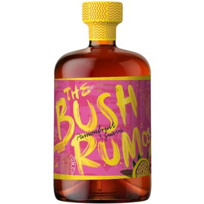 Bush Passionfruit & Guava Spiced Rum With Natural Passionfruit & Guava 100% Recycled Bottle 100% Recyclable Pack 37.5% ABV 70cl Bush Passionfruit & Guava Spiced Rum With Natural Passionfruit & Guava 100% Recycled Bottle 100% Recyclable Pack 37.5% ABV 70cl