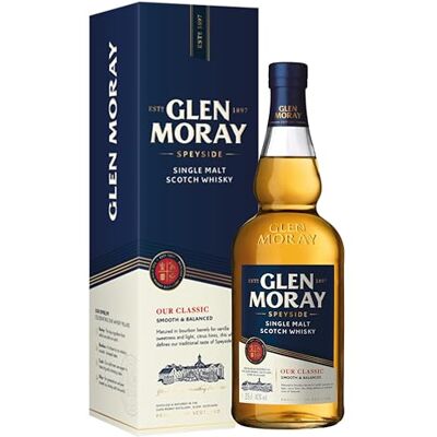 Glen Moray Classic single malt Scotch whisky 35cl 40% ABV, Speyside region whisky matured in ex-Bourbon casks. Distilled and matured in Elgin, Scotland. Glen Moray Classic single malt Scotch whisky 35cl 40% ABV, Speyside region whisky matured in ex-Bourbon casks. Distilled and matured in Elgin, Scotland.