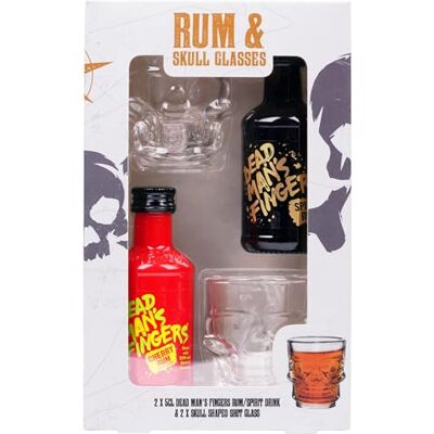Blue Tree Dead Man’s Fingers Rum Gift Set – Cherry Spirit (32% ABV) & Spiced Rum (37.5% ABV) Miniatures with 2 Skull Shot Glasses – 2 x 5cl Flavoured Rum Taster Set by Gifts Blue Tree Dead Man’s Fingers Rum Gift Set – Cherry Spirit (32% ABV) & Spiced Rum (37.5% ABV) Miniatures with 2 Skull Shot Glasses – 2 x 5cl Flavoured Rum Taster Set by Gifts