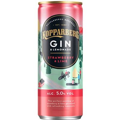 Kopparberg Gin Strawberry, Lime & Lemonade, 12 x 250ml Kopparberg Gin Strawberry, Lime & Lemonade, 12 x 250ml