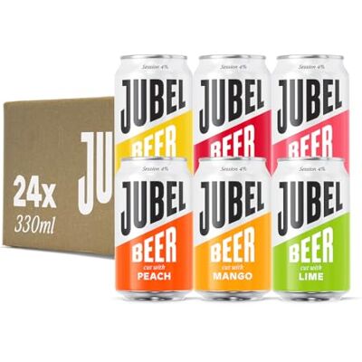Jubel Mixed Case (6 Peach, 6 Blood Orange, 6 Grapefruit, 6 Lemon) Award Winning Gluten Free Beer Vegan, Low Calorie & Low Sugar Dangerously Refreshing Fruit Lager 4% ABV Jubel Mixed Case (6 Peach, 6 Blood Orange, 6 Grapefruit, 6 Lemon) Award Winning Gluten Free Beer Vegan, Low Calorie & Low Sugar Dangerously Refreshing Fruit Lager 4% ABV