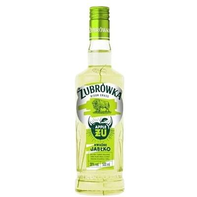 Żubrówka Fresh Zu Sour Apple Vodka Spirit Drink 30% ABV 50 cl Made in Poland Premium Sour Apple Vodka Liqueur for shotting, sipping and mixing in Cocktails Żubrówka Fresh Zu Sour Apple Vodka Spirit Drink 30% ABV 50 cl Made in Poland Premium Sour Apple Vodka Liqueur for shotting, sipping and mixing in Cocktails